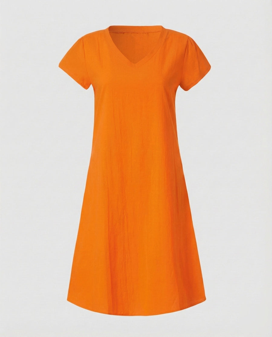 Colette Linen Dress in Orange