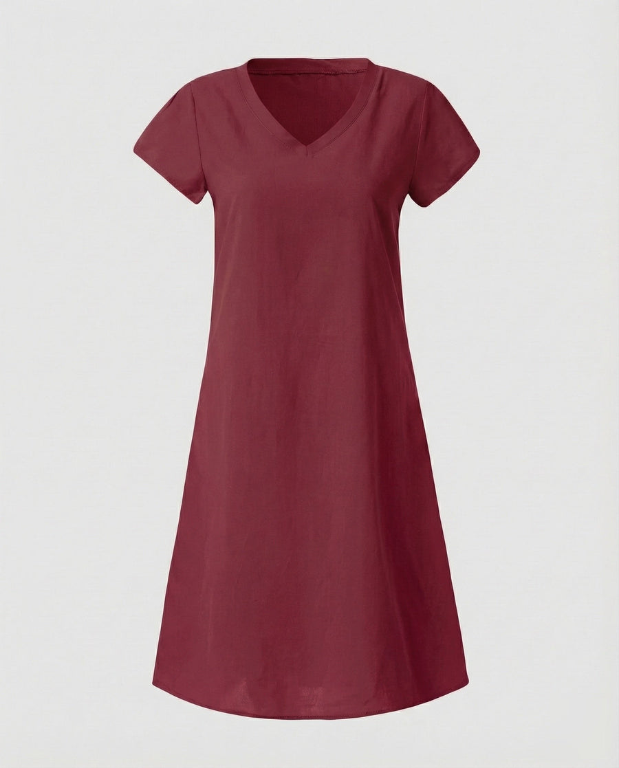 Colette Linen Dress in Red