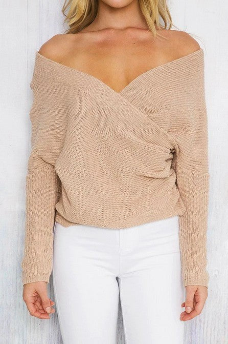 Constance Elegant Knit Sweater in Khaki