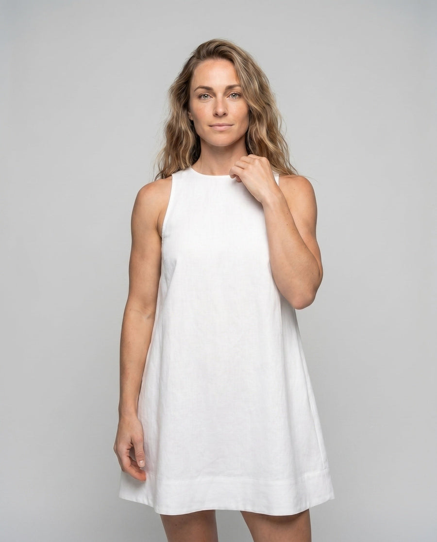 Constance Elegant Linen Dress with Sleeveless