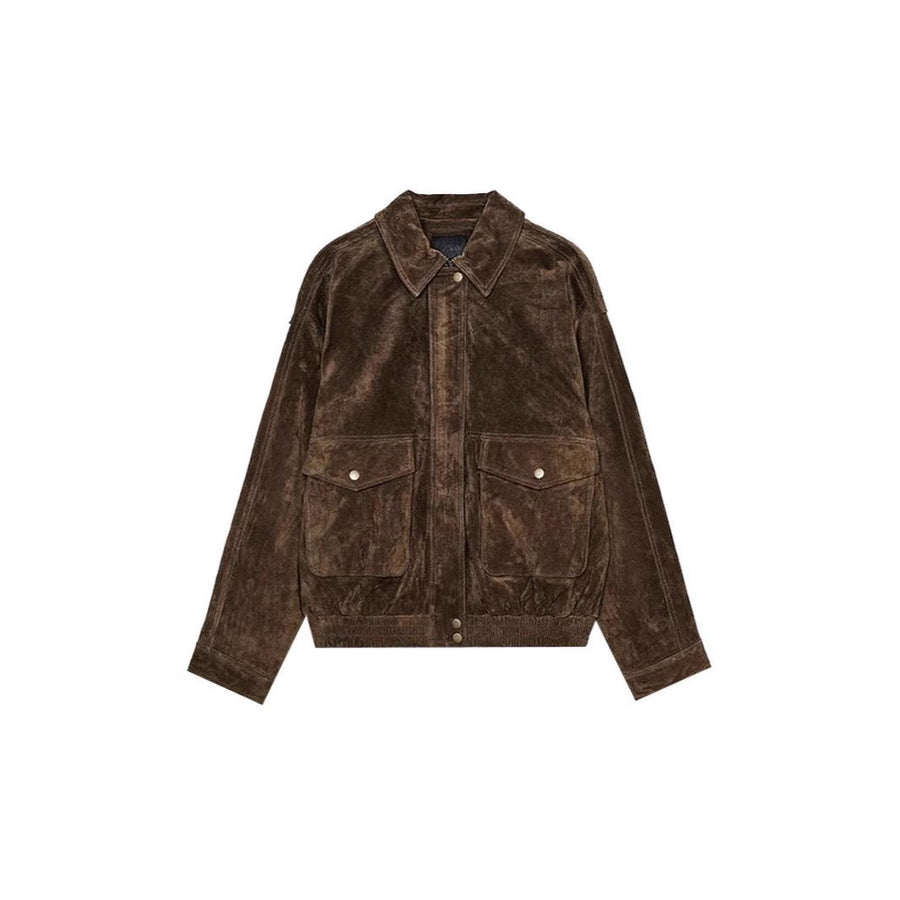 Constance Jacket with Zip Front and Pockets in Brown