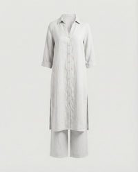 Constance Linen Maxi Dress with Button Front in White
