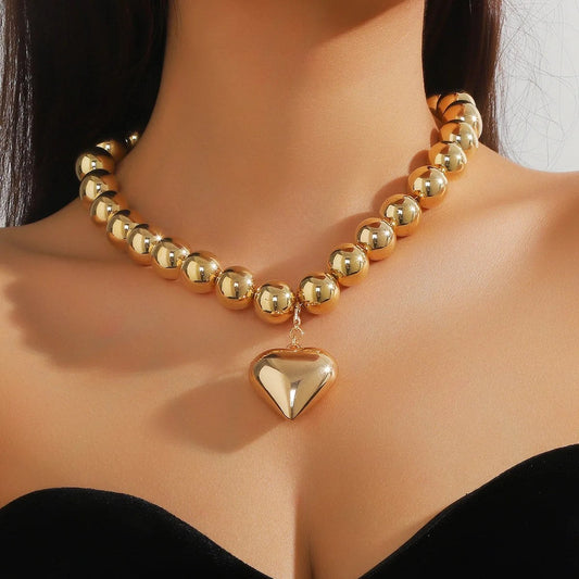 Contour Pendant Bead Necklace