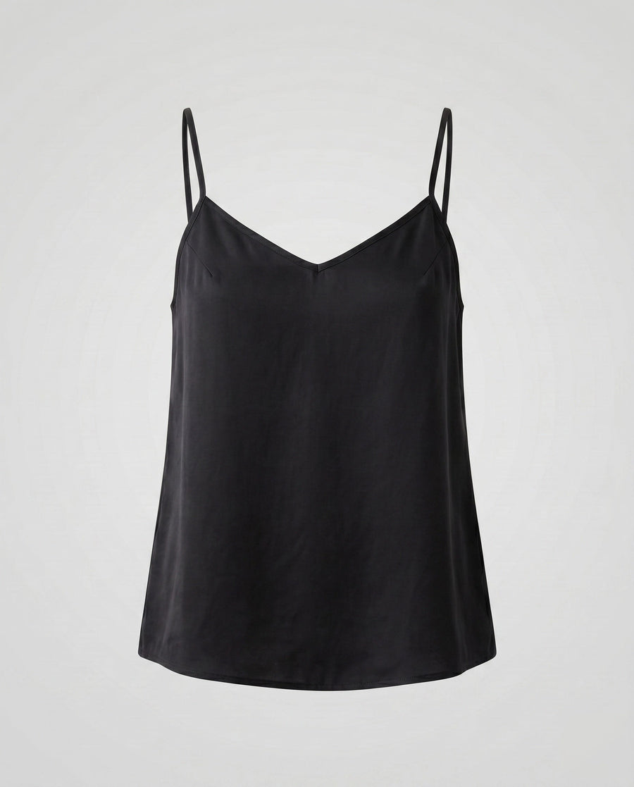 Cora Airy Linen Top in Black