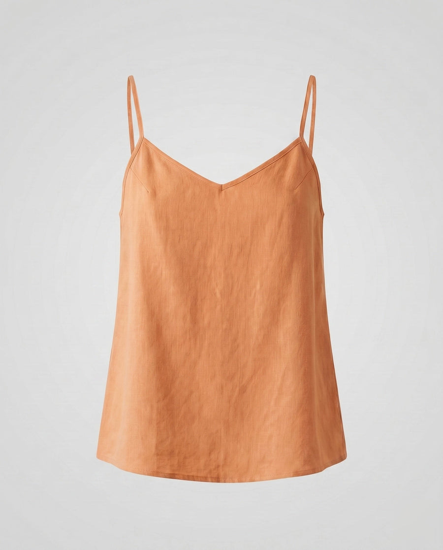 Cora Airy Linen Top in Orange