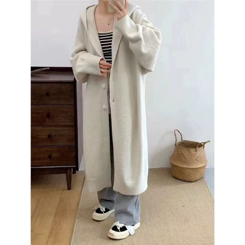 Cora Knit Cardigan with Hood in White