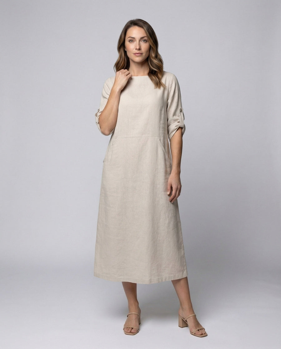 Cora Linen Blend Midi Dress