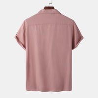 Cora Satin Shirt with Short Sleeve in Pink