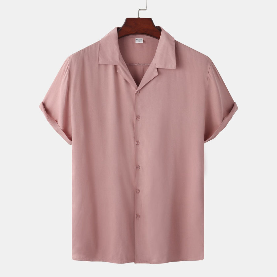 Cora Satin Shirt with Short Sleeve in Pink