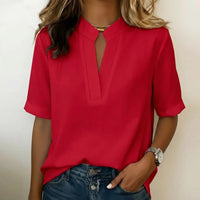 Corabel Women's V-Neck Blouse Short Sleeve Top
