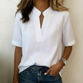 Corabel Women's V-Neck Blouse Short Sleeve Top