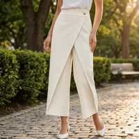 Corabel Women's Wrap Front Wide Leg Pants in Cream