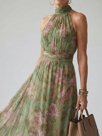 Cordova Women's Floral Halter Neck Midi Dress in Green