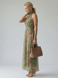 Cordova Women's Floral Halter Neck Midi Dress in Green
