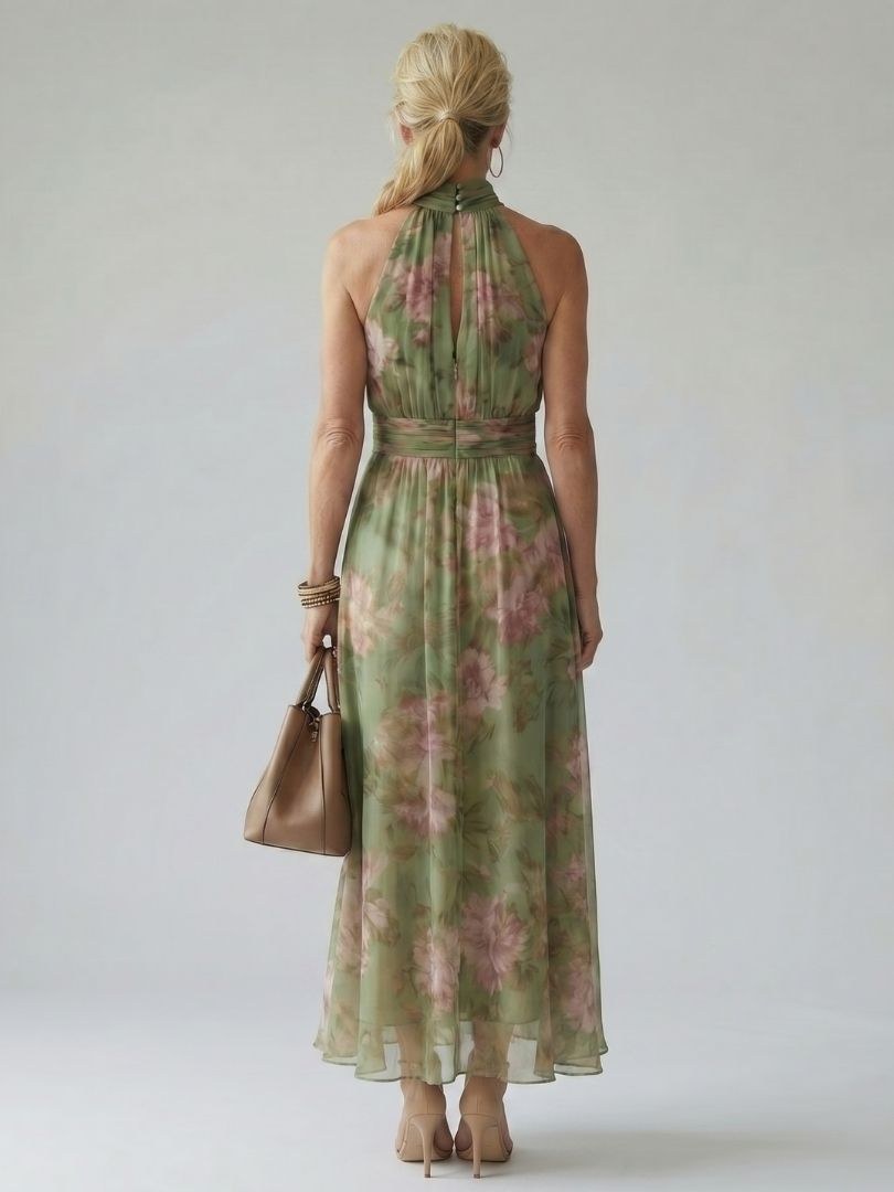 Cordova Women's Floral Halter Neck Midi Dress in Green
