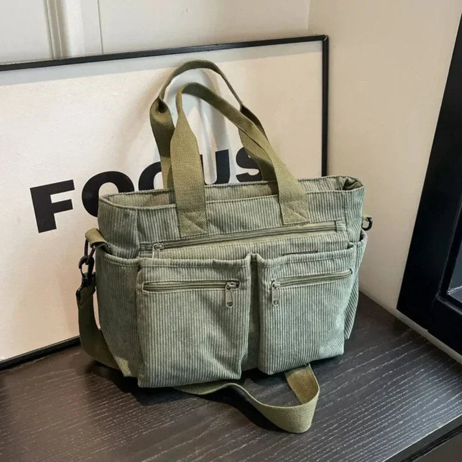 Mason | Corduroy Multi-Pocket Convertible Tote Bag