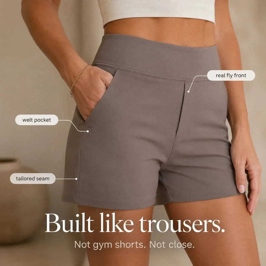 Cordwyn Women's High Waist Stretch Shorts with Pockets