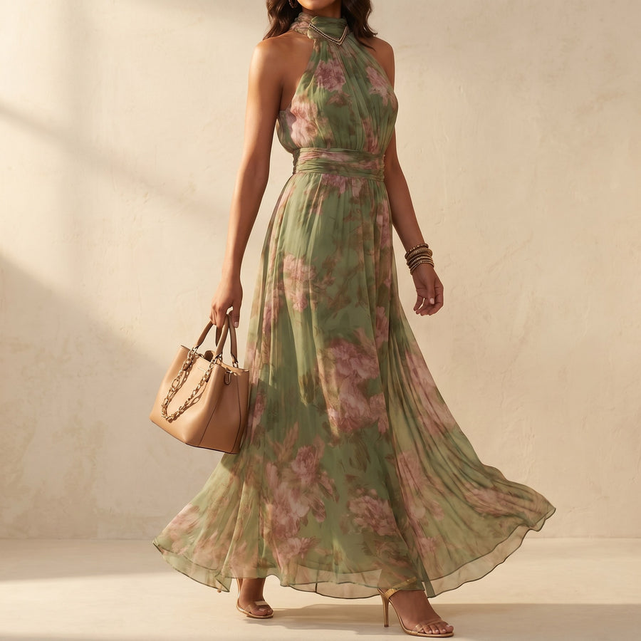 Corenne Women's Floral Halter Maxi Dress