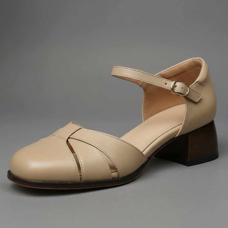 Cori Closed Toe Sandal in Beige