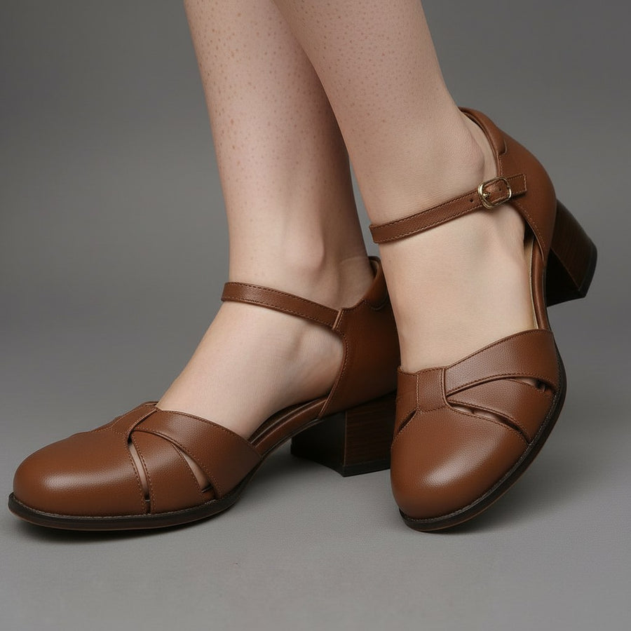 Cori Closed Toe Sandal in Sienna Brown