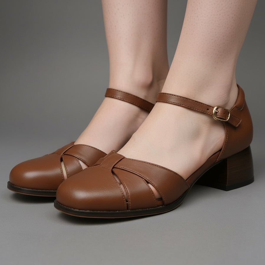 Cori Closed Toe Sandal in Sienna Brown