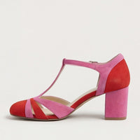 Corindel Women's Block Heel T-Bar Shoes in Red