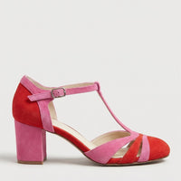Corindel Women's Block Heel T-Bar Shoes in Red