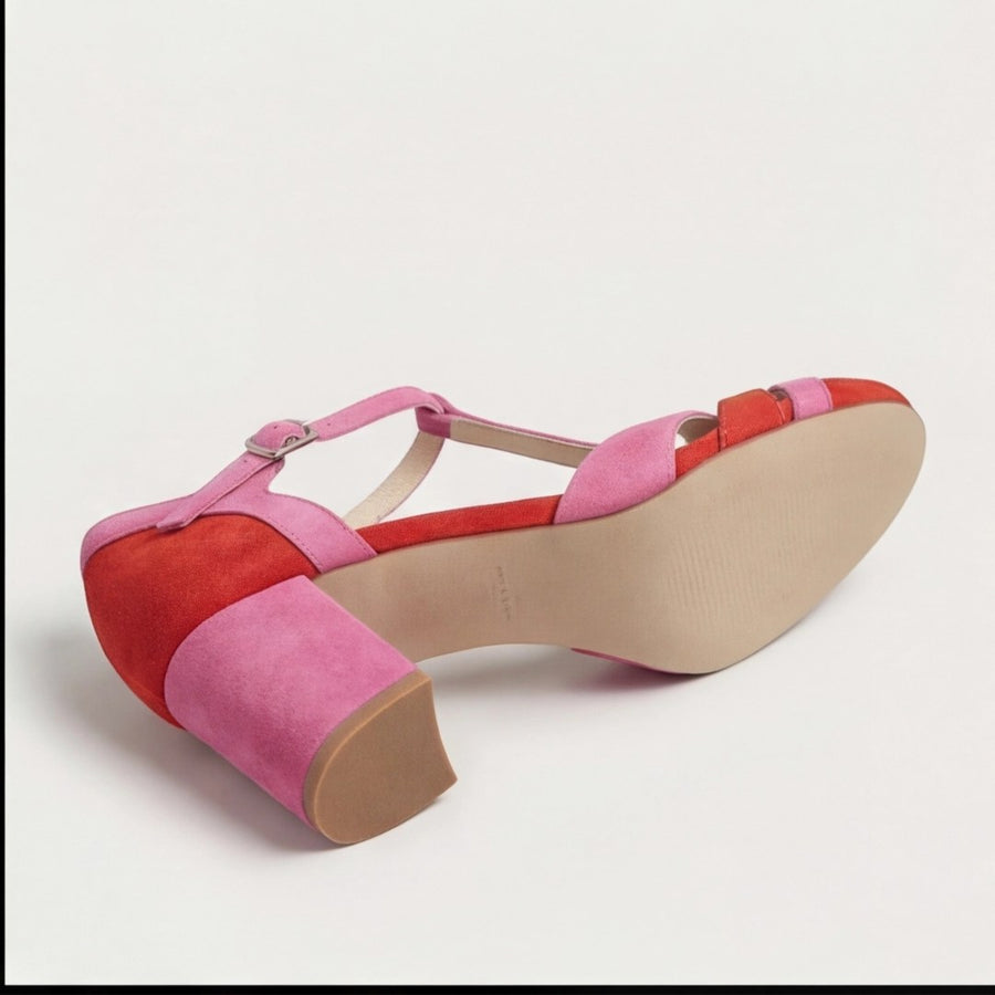 Corindel Women's Block Heel T-Bar Shoes in Red