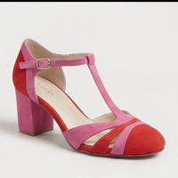 Corindel Women's Block Heel T-Bar Shoes in Red