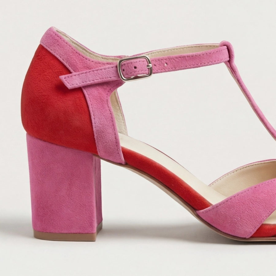 Corindel Women's Block Heel T-Bar Shoes in Red