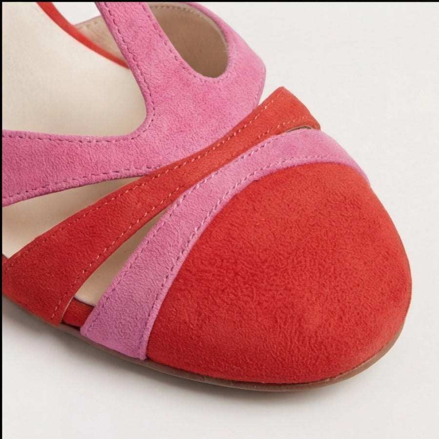 Corindel Women's Block Heel T-Bar Shoes in Red