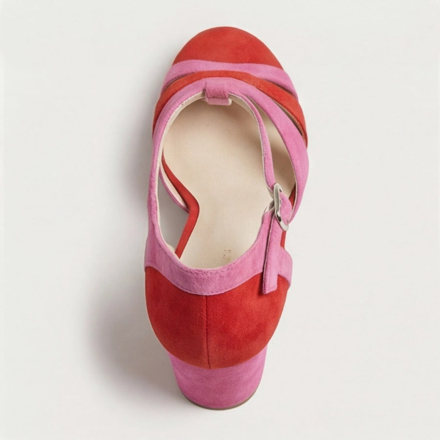 Corindel Women's Block Heel T-Bar Shoes in Red
