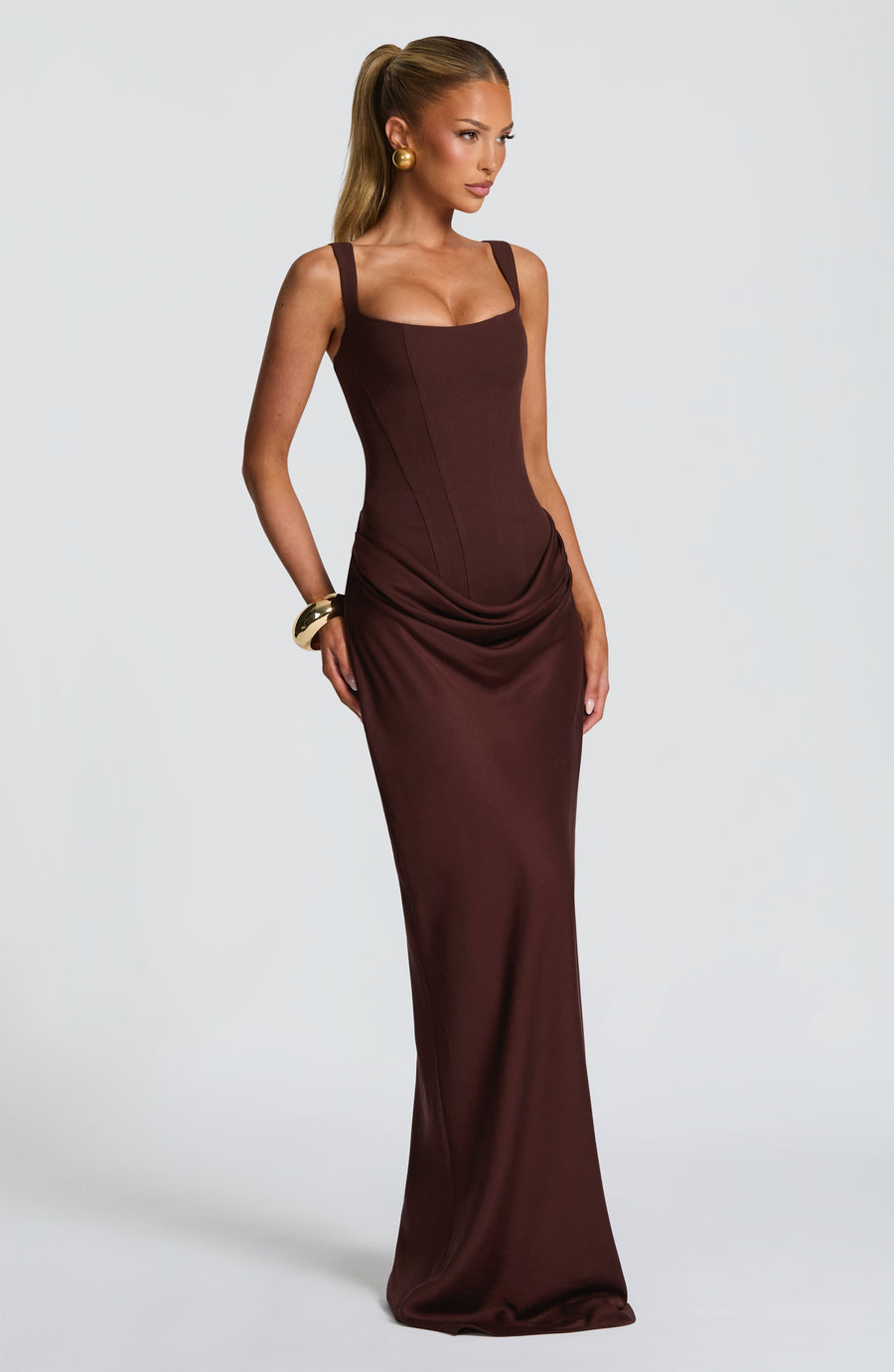 Rosanna Maxi Dress – Plum Brown