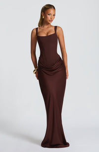 Rosanna Maxi Dress – Plum Brown