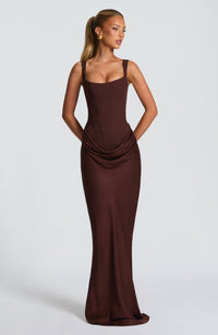 Rosanna Maxi Dress – Plum Brown