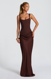 Rosanna Maxi Dress – Plum Brown