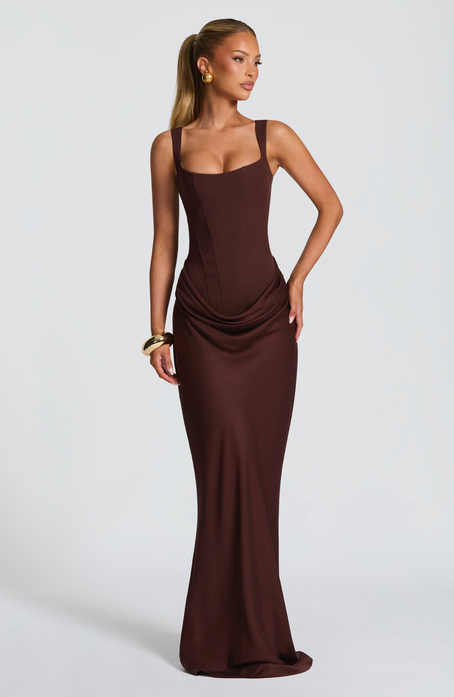 Rosanna Maxi Dress – Plum Brown