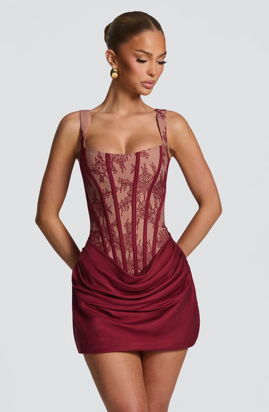 Rosanna Mini Dress – Burgundy Lace