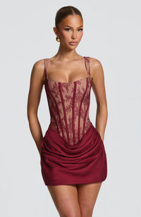 Rosanna Mini Dress – Burgundy Lace