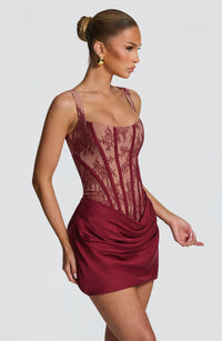 Rosanna Mini Dress – Burgundy Lace