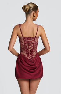 Rosanna Mini Dress – Burgundy Lace