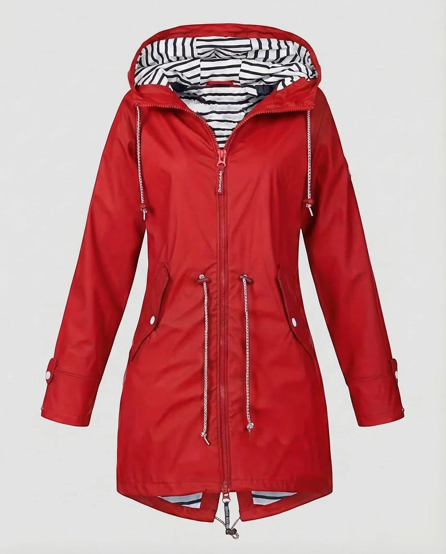 Cornelis Breathable Coat with Hood in Red