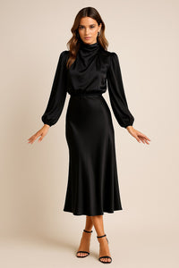 Corvaine Women's Long Sleeve Formal Midi Dress