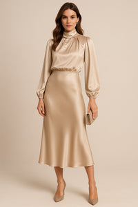 Corvaine Women's Long Sleeve Formal Midi Dress