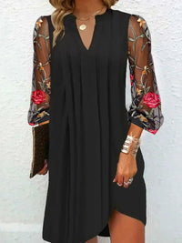 Corvaine | Women's Formal Dress with Floral Mesh Sleeves