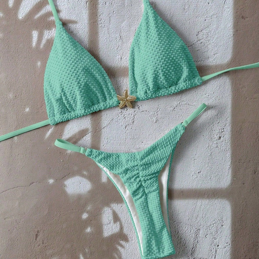 Corven Women's Bikini Set Triangle Top Thong