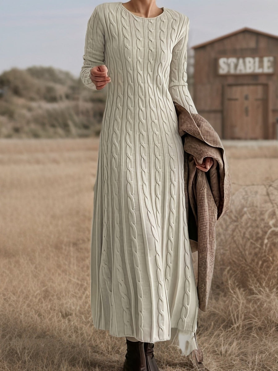 Corwyn Women's Cable-Knit Maxi Sweater Dress in Apricot