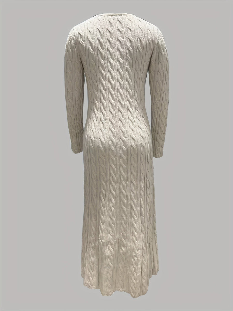 Corwyn Women's Cable-Knit Maxi Sweater Dress in Apricot