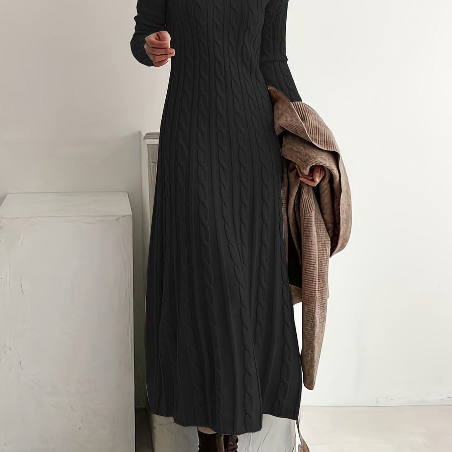 Corwyn Women's Cable-Knit Maxi Sweater Dress in Black