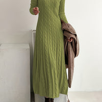 Corwyn Women's Cable-Knit Maxi Sweater Dress in Green
